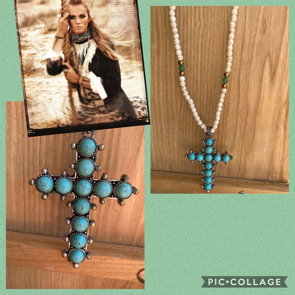 Handmade Howlite Stone Cross